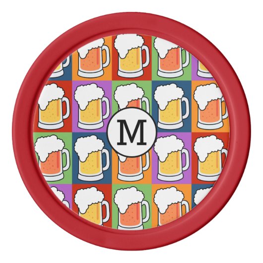 BEER Pop Art aangepaste monogram poker chips (Voorkant)