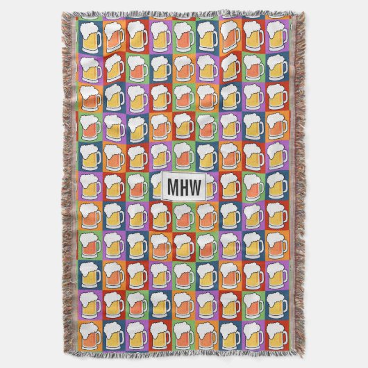BEER Pop Art custom monogram gooi deken (Voorkant Verticaal)