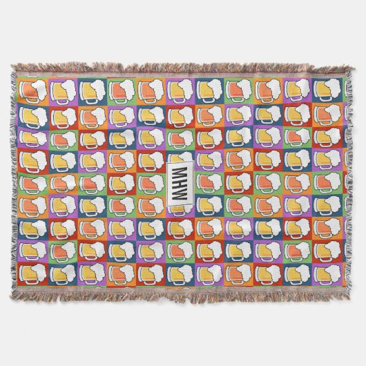 BEER Pop Art custom monogram gooi deken (Voorkant)