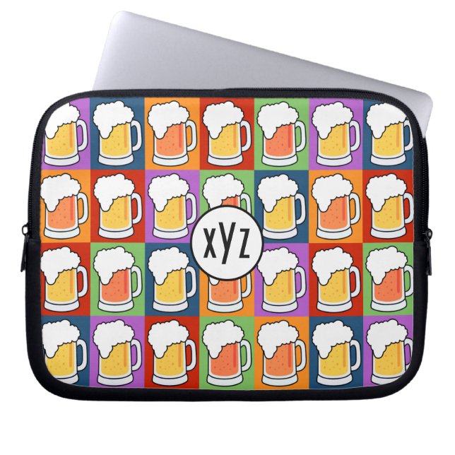 BEER Pop Art custom monogram laptop mouwen Sleeve (Voorkant)
