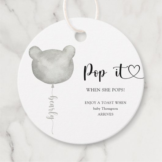 Beer Pop het als ze baby shower pop Bedankjes Labels (Voorkant)