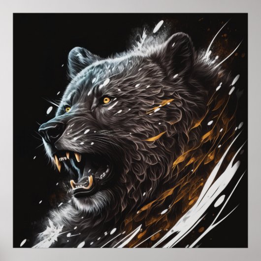 Beer Portret Dierenschilderij Avontuur Wildlife Poster (Voorkant)