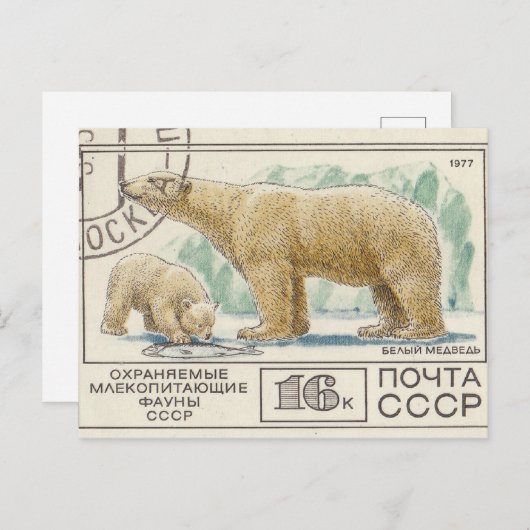 Beer postzegel uit de Sovjet-Unie Briefkaart (Voorkant / Achterkant)