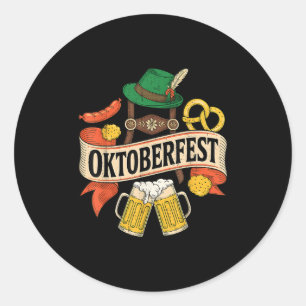 Beer Pretzel Sausage Beierse Pet Mannen Vrouwen Ronde Sticker