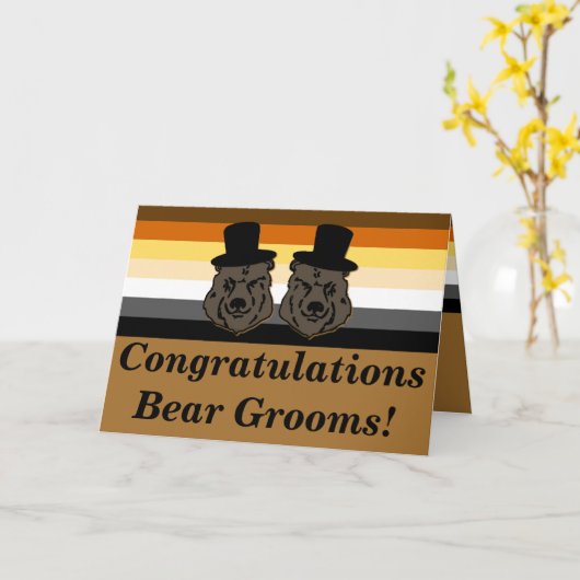 Beer Pride Beren Gay Wedding Gefeliciteerd Kaart (Gele Bloem)