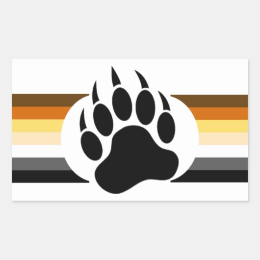 Beer Pride kleuren strepen en Beer Paw Rechthoekige Sticker (Voorkant)