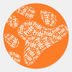 BEER PRIDE PAW PATTERN - WHITE.PNG RONDE STICKER