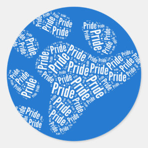 BEER PRIDE PAW PATTERN - WHITE.PNG RONDE STICKER