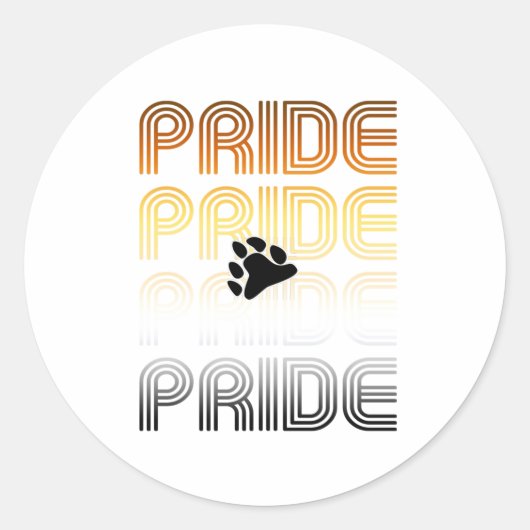 Beer Pride Paw Retro Patroon Design Letters Ronde Sticker (Voorkant)