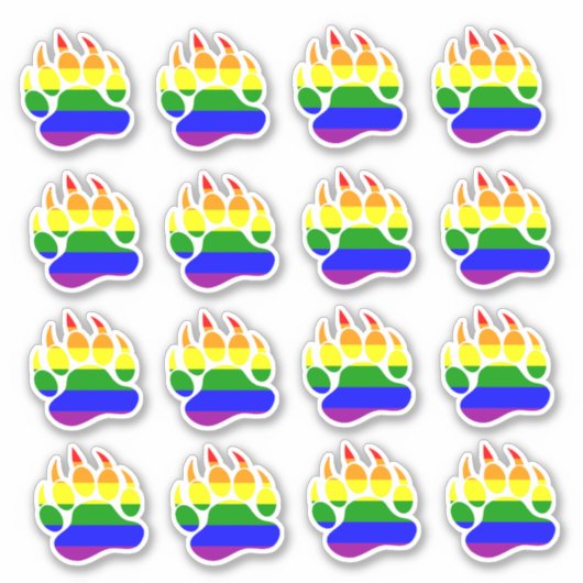 Beer Pride Regenboogvlag Beerpoot Sticker (Voorkant)