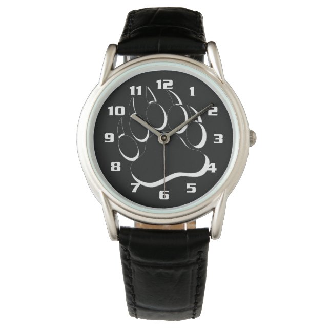 Beer Pride Zwarte en Witte Beerpoot Horloge (Voorkant)