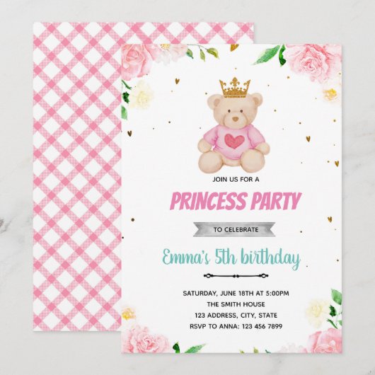 Beer princess slumber party-uitnodiging kaart (Voorkant / Achterkant)