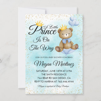 beer prins blauw goudjongen baby shower kaart