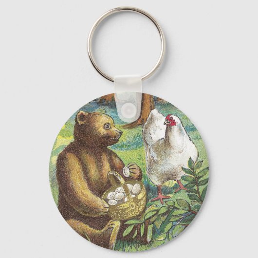 Beer Puts Hen's Eggs in Band  Pasen Sleutelhanger (Voorkant)