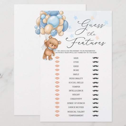 Beer raadt het Baby shower Baby (Voorkant / Achterkant)