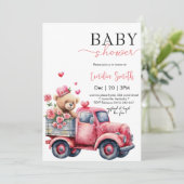 Beer Red Hearts Truck Baby shower Kaart (Staand voorkant)