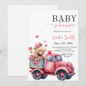 Beer Red Hearts Truck Baby shower Kaart (Voorkant / Achterkant)