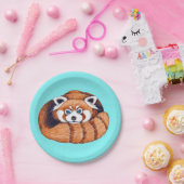 Beer Red Panda over turkooizen Papieren Bordje (Feest)