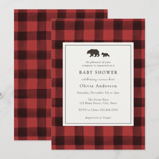 Beer Red Pset Baby shower Invitation Kaart (Voorkant / Achterkant)