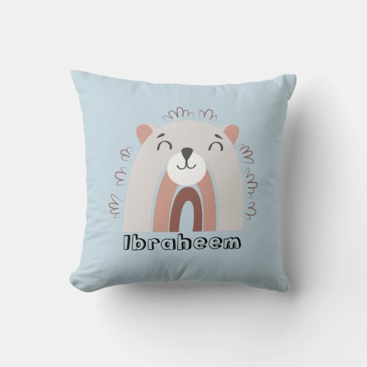 Beer Regenboog Custom Name Kinderkamer Kussen (Voorkant)