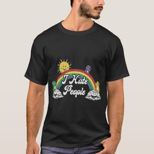 Beer regenboog ik haat mensen t-shirt (Voorkant)