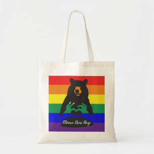 Beer regenbooghutten tote bag