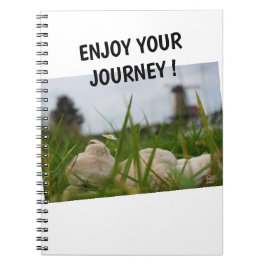 Beer relaxt in natuur met Hollandse molen. Notitieboek