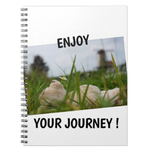 Beer relaxt in natuur met Hollandse molen. Notitieboek