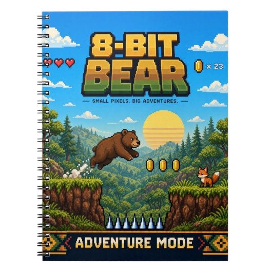 Beer, Retro 8-Bit Pixelkunst Notitieboek (Voorkant)