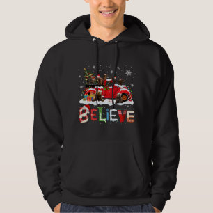 Beer Riding Red Truck - kerstboom Believe kerstman Hoodie