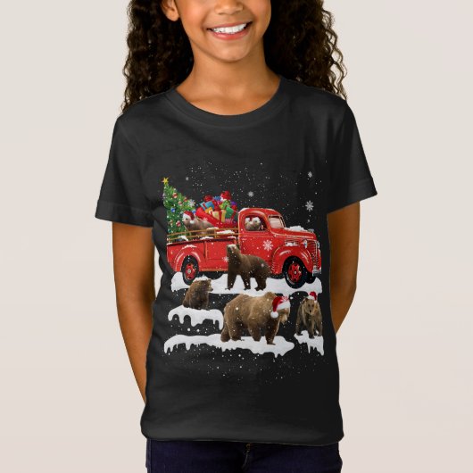 Beer Riding Red Truck Merry Kerstmis X-mas Ugly G T-shirt (Voorkant)