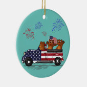 Beer Riding Truck American Flag Fireworks Funny Keramisch Ornament (Rechts)