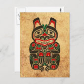  Beer rode en groene Haida Briefkaart (Voorkant / Achterkant)