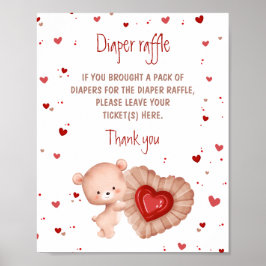 Beer Rode Hart Baby shower Luier Raffle Teken Poster