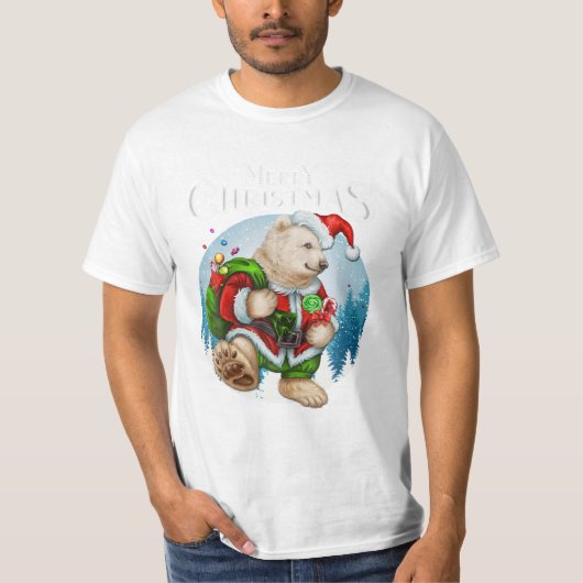 Beer Rode Santa Hoed Schattige T-shirt (Voorkant)