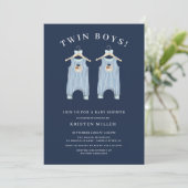 Beer Romper Baby shower met Twin Boys Kaart (Staand voorkant)