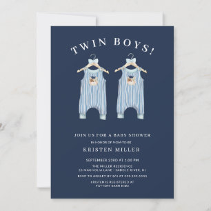 Beer Romper Baby shower met Twin Boys Kaart