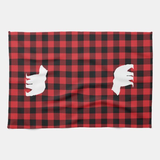 Beer Rood en Zwart Buffel Check Keukendoek Theedoek (Horizontaal)