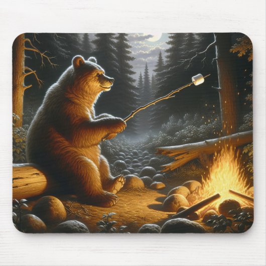 Beer roosteren marshmallows muismat (Voorkant)