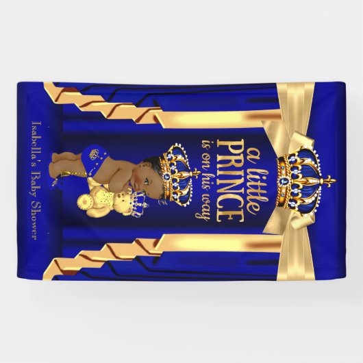 Beer Royal Blue Silk Gold Crown Baby shower Ethnic Spandoek (Horizontaal)