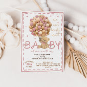 Beer Roze Baby Meisje Douche Kaart