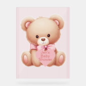 Beer Roze Baby shower Acryl Bord (Voorkant)