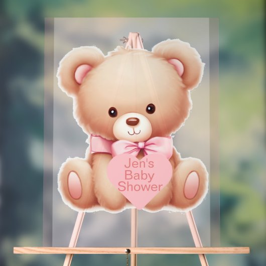 Beer Roze Baby shower Acryl Bord (Neutraal)