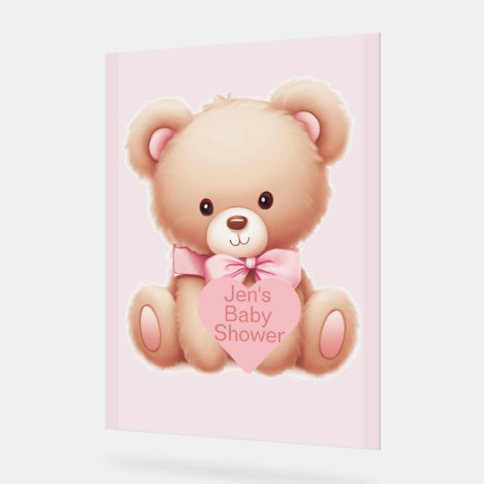 Beer Roze Baby shower Acryl Bord (Hoek)