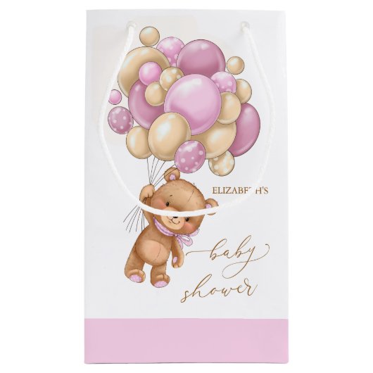 Beer Roze ballonnen Baby shower Gift Bag Klein Cadeauzakje (Achterkant)