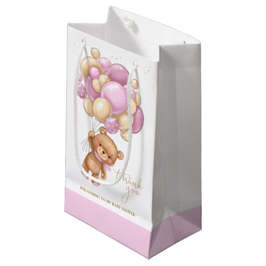 Beer Roze ballonnen Baby shower Gift Bag Klein Cadeauzakje (Voorkant Gekanteld)
