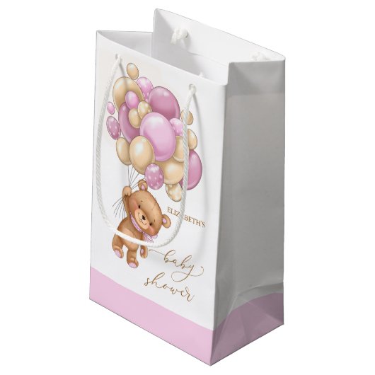 Beer Roze ballonnen Baby shower Gift Bag Klein Cadeauzakje (Achterkant Gekanteld)