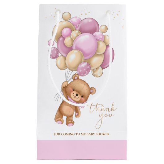 Beer Roze ballonnen Baby shower Gift Bag Klein Cadeauzakje (Voorkant)