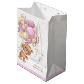 Beer Roze ballonnen Baby shower Gift Bag Medium Cadeauzakje (Voorkant Gekanteld)