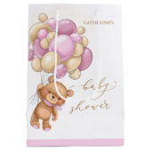 Beer Roze ballonnen Baby shower Gift Bag Medium Cadeauzakje (Achterkant)